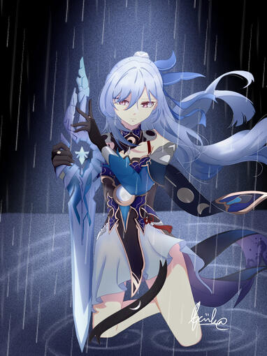 A fan art of Jingliu from Honkai Star Rail.